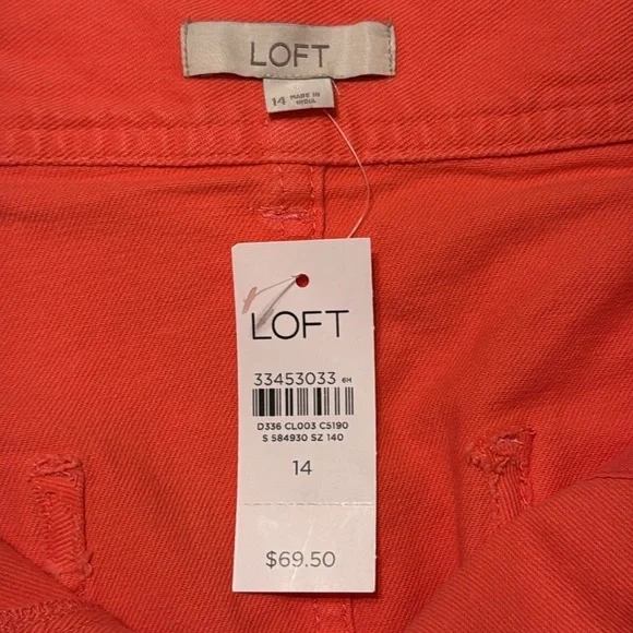 NWT LOFT Utility Pocket Skirt in 'Hothouse' Orange/Pink Size 14 - Picture 10 of 12